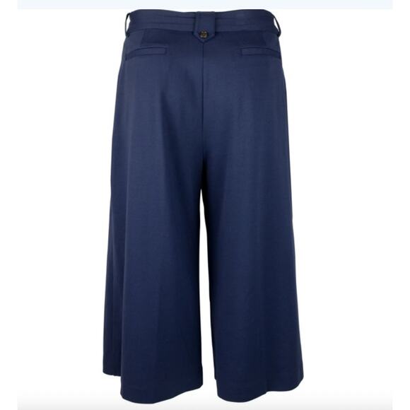 Ralph Lauren Belted Pleated Ponte Cropped Pant | Womens M, Navy Blue NEW $165 - Picture 6 of 7